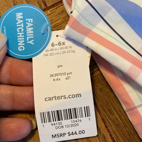 NWT ~ CARTER’S Little Girl’s Plaid Sateen Summer Party Dress ~ Size 6/6X - Picture 8 of 8